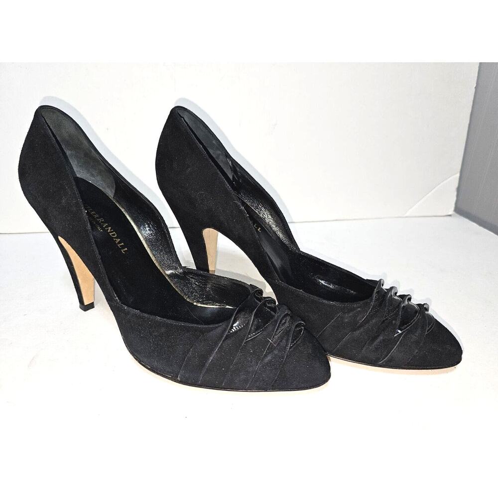 LOEFFLER RANDALL Blk Suede & Paton Leather Detailed Heels sz 10